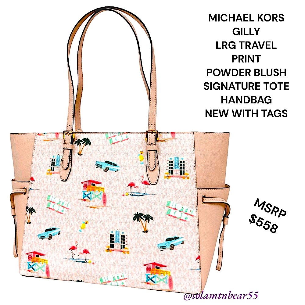 NWT MICHAEL KORS GILLY LARGE TRAVEL PRINT TOTE BAG-MSRP $558-IN ORIG PACKAGING